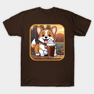happy corgi dog with a root beer float T-Shirt